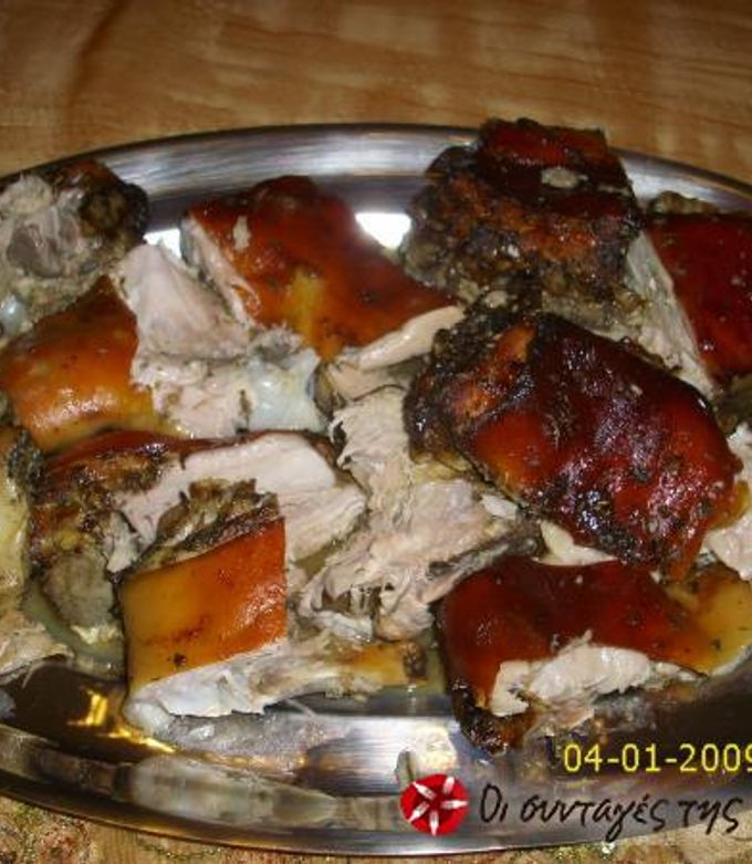 A picture of Christmas roast suckling pig.
