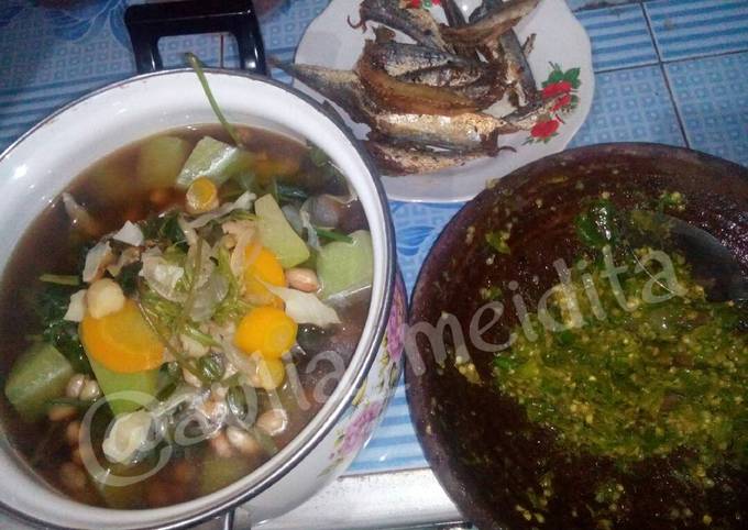 Cara Memasak Sayur Bening kencur + Sambal goreng + Ikan asin Sederhana Dan Enak