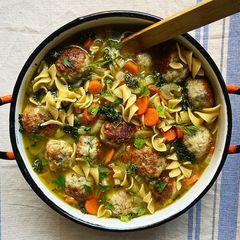 A picture of Chicken Meatball Noodle Soup.