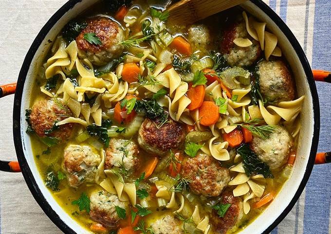 Easiest Way to Make Super Quick Homemade Chicken Meatball Noodle Soup