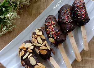 Foto resep 852. Es kul kul pisang ambon topping almond