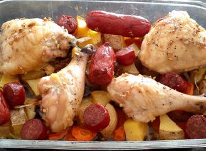 Una foto de Pollo al horno con chorizo