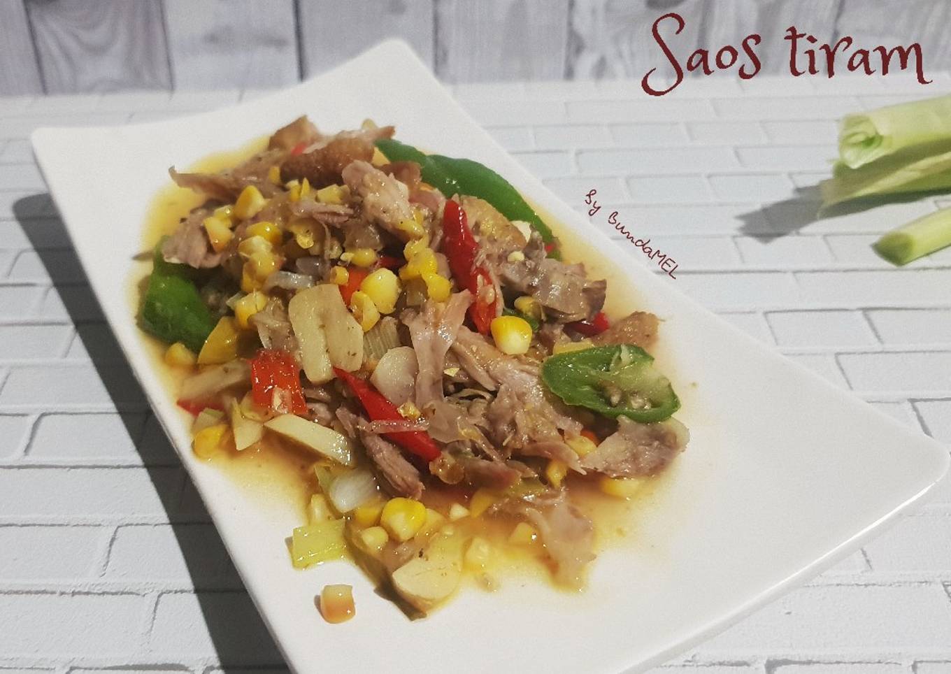 Suwir bebek jagung Saos tiram