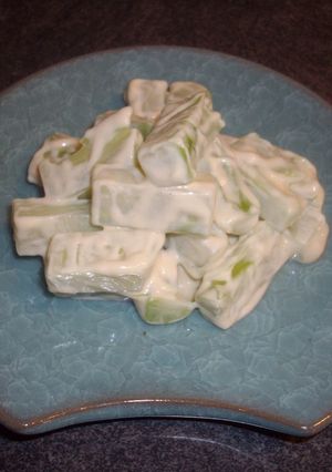 A picture of Broccoli stem with wasabi mayo                 