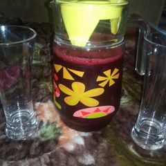A picture of Fruity hibiscus drink (zobo).