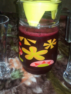 A picture of Fruity hibiscus drink (zobo).