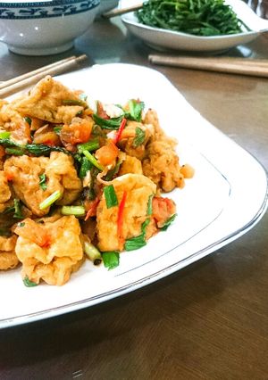 Hình của món Tàu hũ xốt cà.