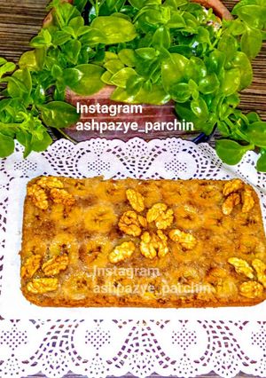 عکسی از دستور کیک آپسایدداون موز بدون فر 🌸