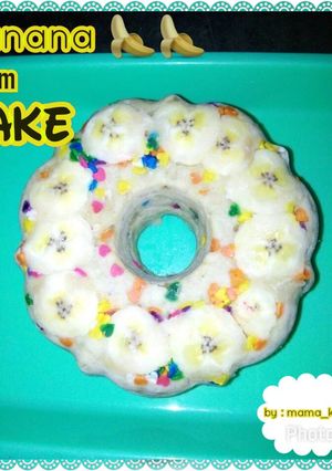 Foto resep Banana Steam Cake🍌🍌with Sprinkle 💖💜💛💚💙 No Egg No Mixer