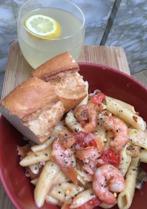 Une photo de Penne Crevettes Saumon