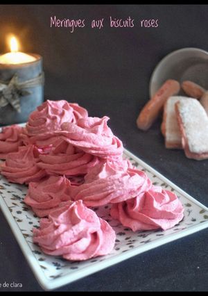 Une photo de Meringues aux biscuits roses