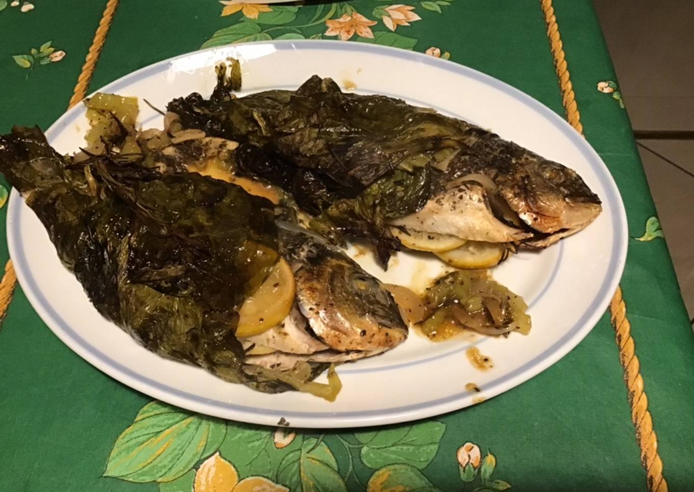Dorades royales au bau sim Kai choï,oignon,citron et aromates