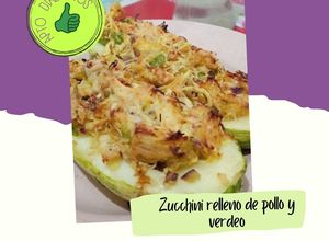 Una foto de Zucchini relleno de pollo y verdeo- Apto Diabetes