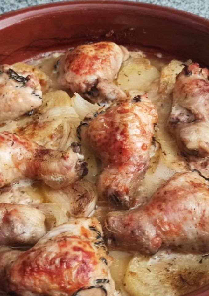 Una foto de Muslos de pollo "preñaos"