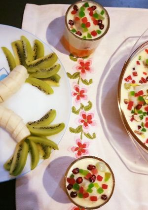A picture of Floating Fruit Ball In Custard.