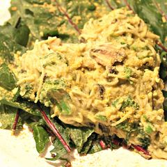 A picture of Easy Alfredo Sauce(With Mushroom Broccoli Fettuccine)-Oil Free, Vegan.