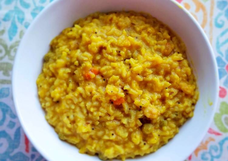 Steps to Make Perfect Vegetarian Rice Lentil Porridge in one pot
