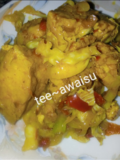 A picture of My special awara in cabbage sauce.
