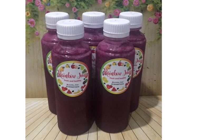 Cara membuat Diet Juice Dragon Fruit Blackberry Blueberry Blackcurrant enak