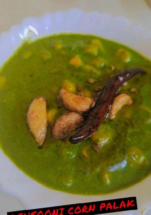A picture of Lehsooni corn palak 🌽.