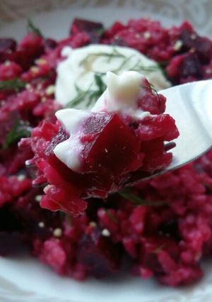 A picture of Vickys Beetroot Risotto (Oven Method), GF DF EF SF NF.