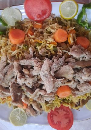 صورة لوصفة رز بسمتى بخضار وشاورما فراخ