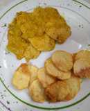 Lomo en salsa de manzana con patatas a lo pobre