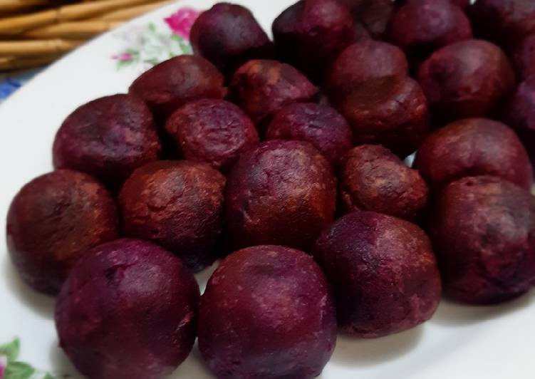 Langkah Mudah untuk memasak Bola ubi ungu, Sempurna