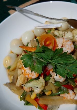 Foto resep Capcay udang telur puyuh