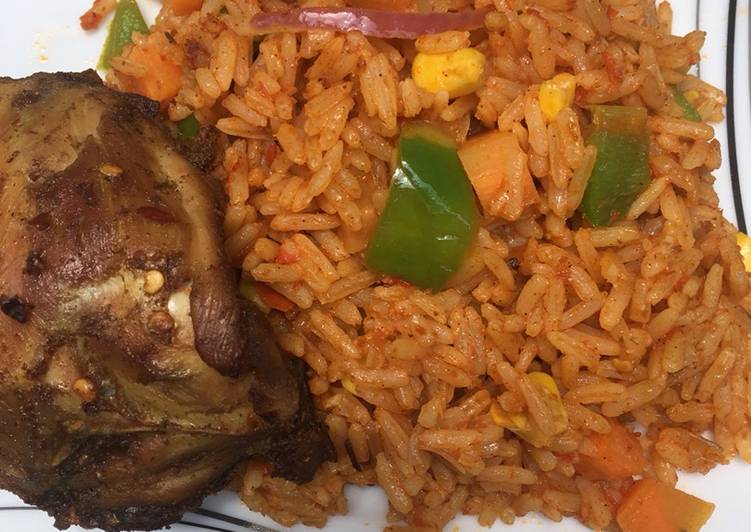 Jollof rice with grilled chicken