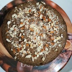 A picture of Steamed Semolina Chocolate Dryfruits Cake.
