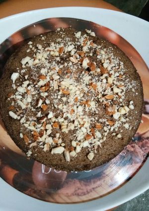 A picture of Steamed Semolina Chocolate Dryfruits Cake.