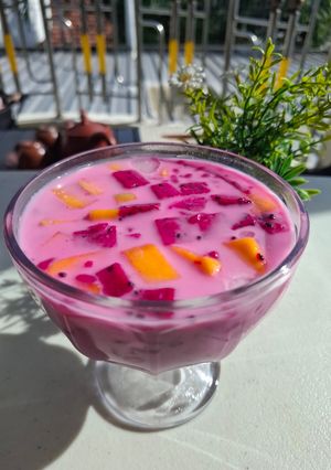 Foto resep Cendol Buah Naga Pink Kuah Susu Mangga🎀