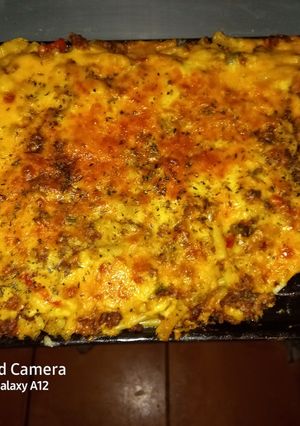 A picture of Creamy Macaroni And mince with cheese.