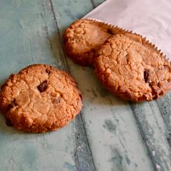 A picture of Peanut Butter Choc Chip Cookies.