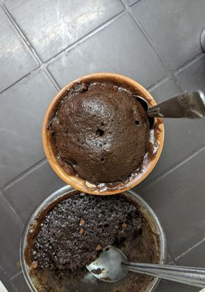 A picture of Eggless chocolate mug cake.