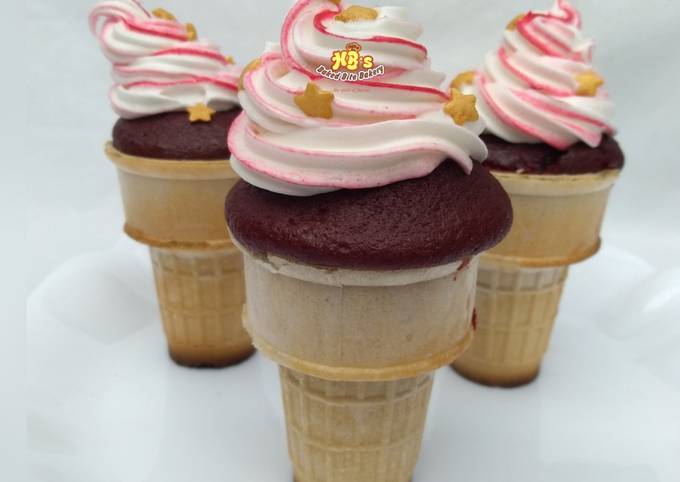 Ice cream cone red velvet cake