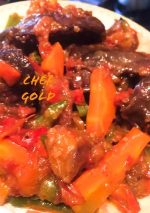 A picture of White rice with Gizzard dodo.