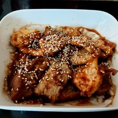 A picture of My Peking Chicken + Pork Dish 🥰.