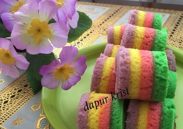 Resep Bolu Rainbow Putih Telur Anti Gagal