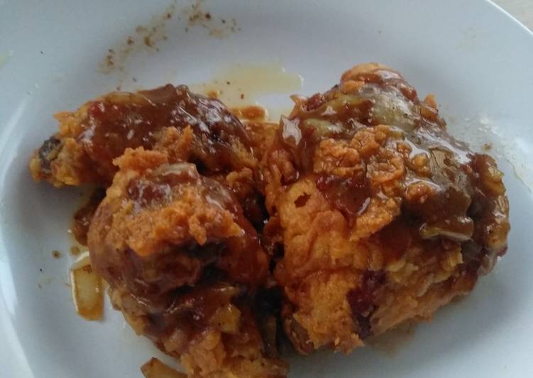 Ayam goreng krispi with teriyaki sauce