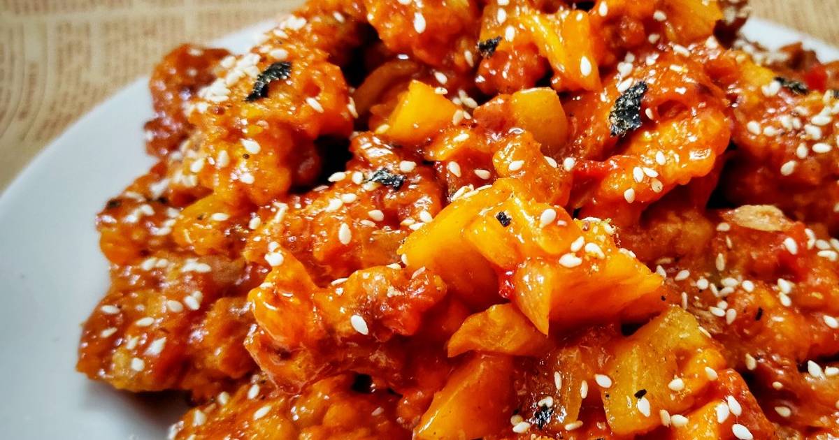 Resep Korean Spicy Chicken 2 With Pineapple 🍍🍍 Oleh Andrea 🍁 Cookpad