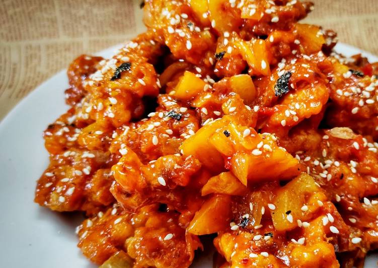 Resep Korean Spicy Chicken with Pineapple 🍍🍍 yang Lezat