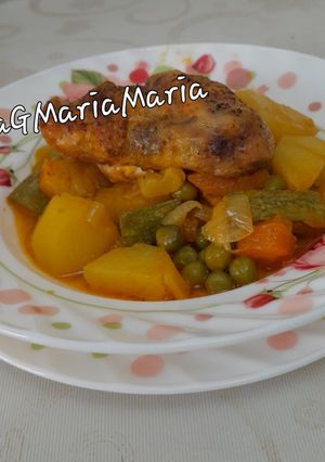 صورة لوصفة خضار فى الفرن🫛🥕🧅🧄