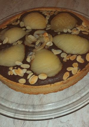 Une photo de -Tarte aux poires choco-amande-