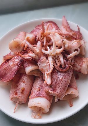 Hình của món Mực chiên muối ớt.