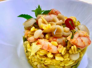 Foto principal de Trigo Tierno con Gambas, Shimeji y Salvia 😋
