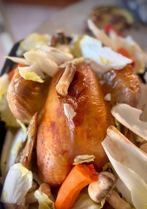 Une photo de Poulet au four légumineux
