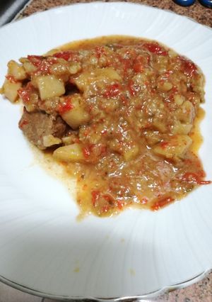 Una foto de Estofado de ternera con Pimientos (Olla GM Alfa)