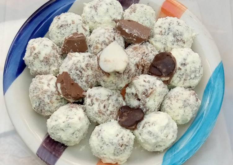 Steps to Prepare Super Quick Homemade Crispy coconut balls milk candy 🍭